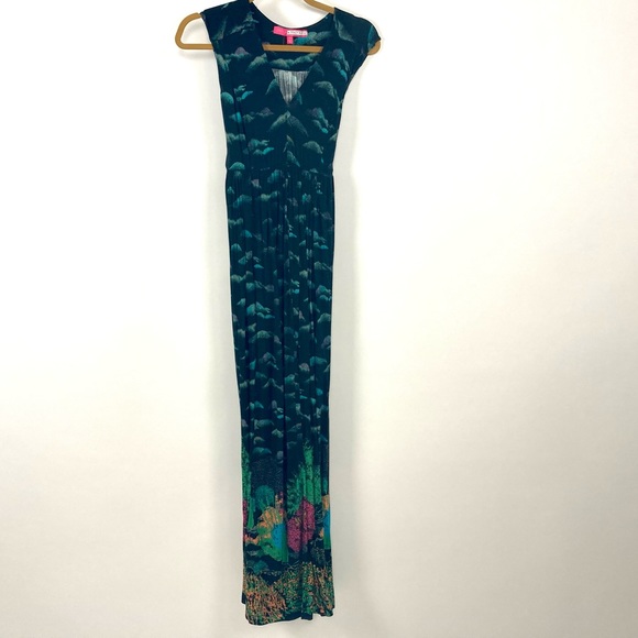 Anthropologie Maxi Dress Plenty Tracy Reece Maore Whimsical Landscape Print - Picture 6 of 7